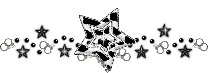 A divider with a big silver and black star in the middle with three smaller stars on either side.