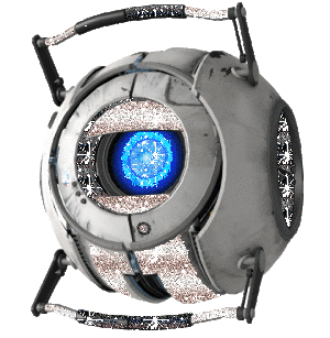 A sparkly GIF of Wheatley from Portal 2.